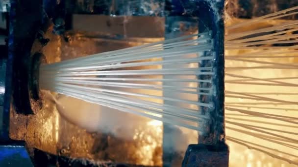 Industrial Mechanism Fiberglass Strings Covered Glue — Stok video