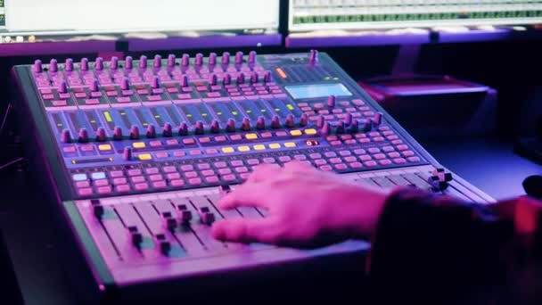 Mixing Console Getting Operated Sound Producer — Video Stock