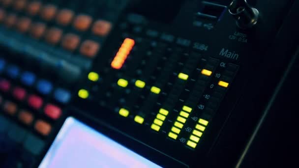 Flickering Lights Electronic Mixing Console — Stock Video