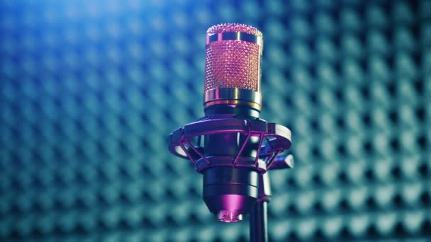 Microfono Studio Con Materiale Insonorizzato Sullo Sfondo — Video Stock