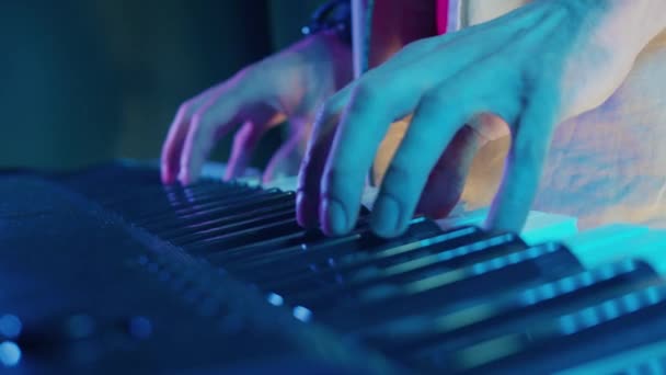 Close Musicians Hands Playing Piano — Stock videók