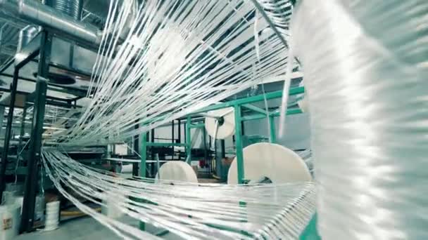 Rolling Mechanism Glass Fibers Moving — Stock Video