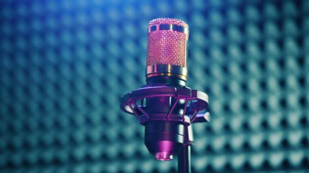 Pareti Insonorizzate Con Microfono Professionale Accanto Loro — Video Stock