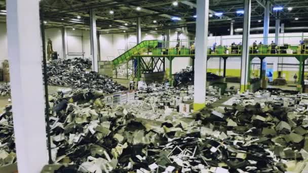 Piles Discarded Equipment Premises Junkyard — Stock Video