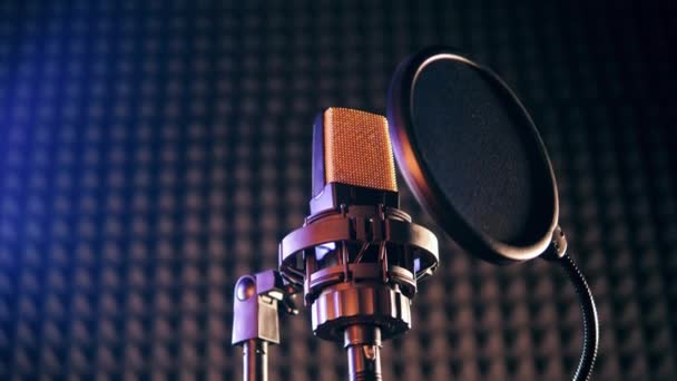 Filtro Che Copre Microfono Professionale Studio — Video Stock
