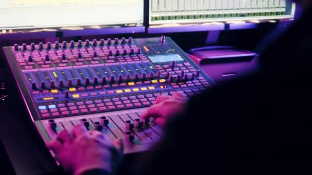 Sound Producer Operating Mixing Panel — Stock Video