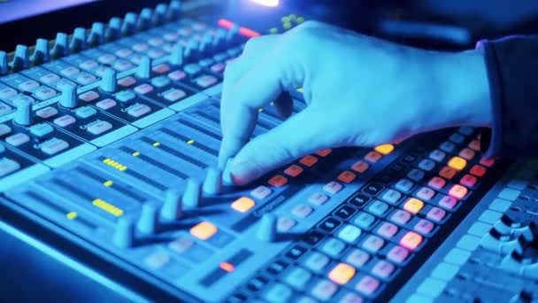 Electronic Mixing Panel Being Managed Sound Producer — Stock Video