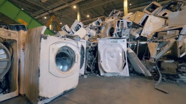 Discarded Washing Machines Junkyard Unit — Stock Video