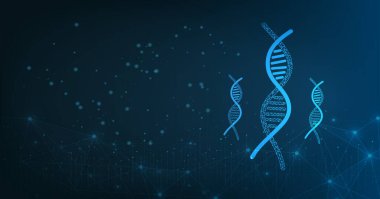 DNA bağlantısı. Bilim Teknolojik kavramı. Çokgen soyut sağlık illüstrasyon. Yıldızlı bir gökyüzü veya Cosmos düşük poli mavi vektör illüstrasyon. Rgb Color modunda vektör görüntüsü.