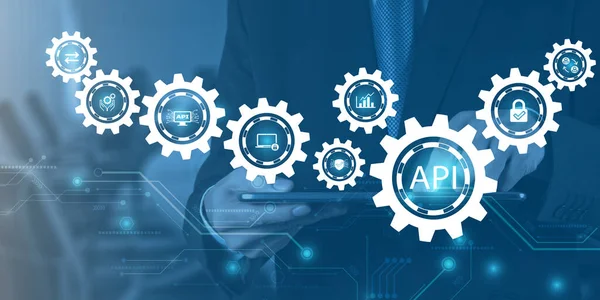 API - Application Programming Interface. Software development tool. Business, internet and technology concept.
