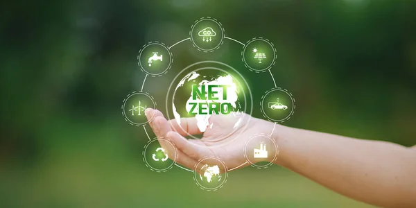 Net Zero Carbon Neutral Concepts Net Zero Emissie Doelstellingen Met — Stockfoto