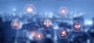 İnternet üzerinden hukuki danışmanlık, iş hukuku konsepti, şirket için çalışan katman veya noter.