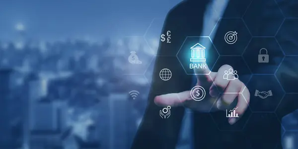 Business global internet connection application technology and digital marketing, Financial and banking, Digital link tech, big data.	
