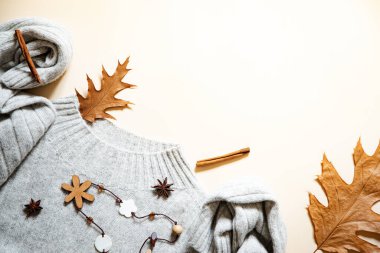 Sonbahar kompozisyonu. Sonbahar, sonbahar konsepti. Hygge, sonbahar konforu, konfor konsepti.