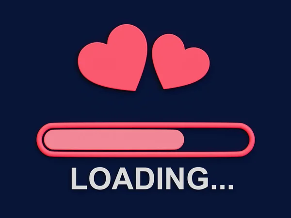 Minimal Loading Love Loading Bar Couple Hearts Illustration — Stockfoto