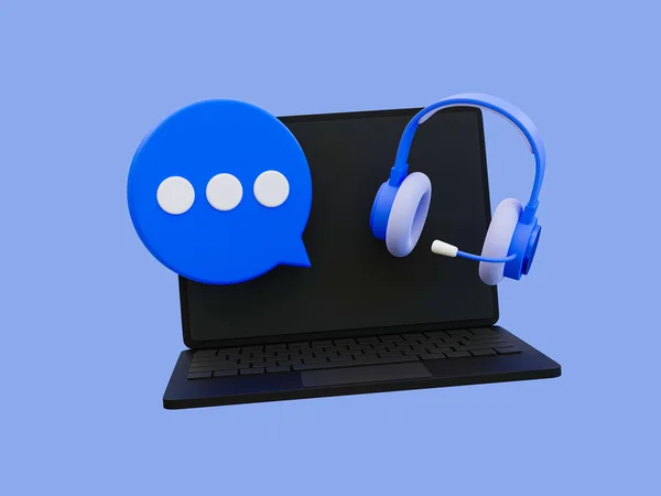 Minimal Call Center Operator Icon Consulting Clients Online Laptop Message — Stockfoto