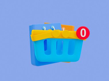 3D minimal boş alışveriş sepeti simgesi. E-ticaret konsepti. İnternet alışveriş konsepti. Sıfır maddeli daire simgesi olan bir alışveriş sepeti. 3d illüstrasyon.