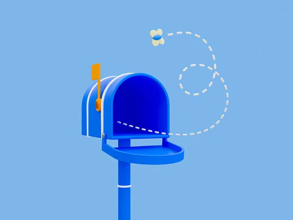 3d minimal no new activity reminder. no newsletter notification. empty mailbox. 3d illustration.