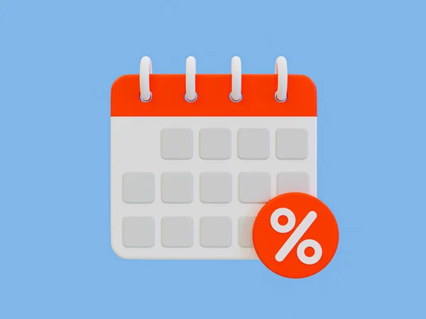 3d minimal special discount concept. Black Friday super sale concept. Marketing strategy. Customer attraction. Best price offer. Calendar with a percentage icon. 3d illustration.