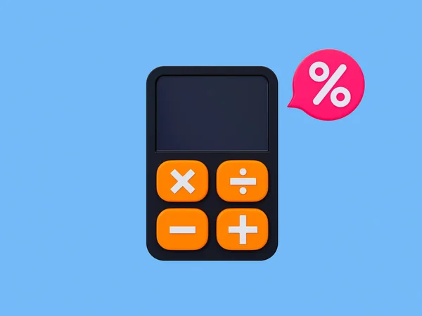 3d minimal special discount concept. Marketing strategy. Best price offer. Calculator with a percent icon. 3d illustration.