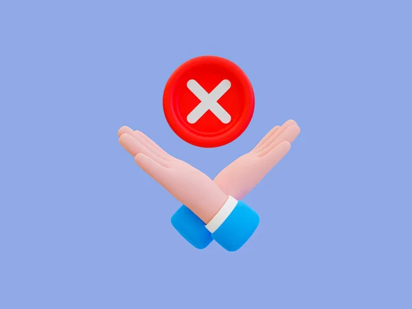 Minimal Red Wrong Mark Cancel Icon Rejected Disapproved False Wrong — Stock fotografie