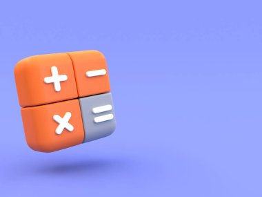 3d minimal money management concept. calculator buttons with a plus, minus, multiply, and equal icon with copy space. 3d illustration.