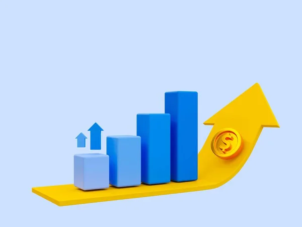 Minimal Data Analysis Soaring Finances Strengthening Currency Bar Graph Arrow — Stockfoto