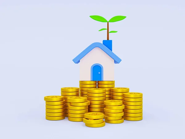 Mini House Pile Money Family Growth Concept Make Money Family — Stockfoto