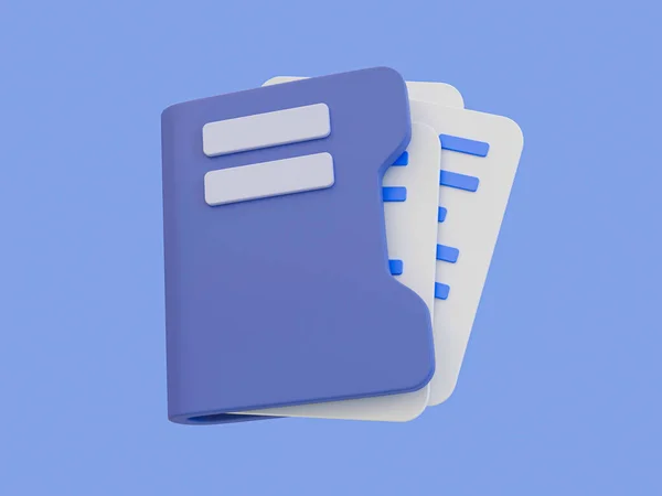 3d minimal document file icon. File archive. document folder with paperwork. 3d illustration.