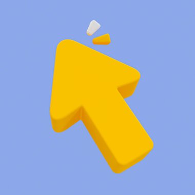 3d minimal orange cursor. computer mouse pointer cursor. 3d illustration.