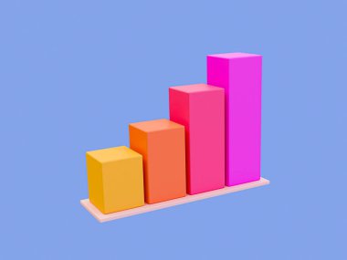 3d minimal bar chart. data analysis. bar graph icon. 3d illustration.