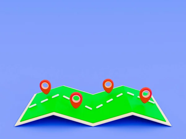 Minimalny Cel Podróży Miejsce Znakowania Mapa Ikoną Lokalizacji Ilustracja Renderowania — Zdjęcie stockowe