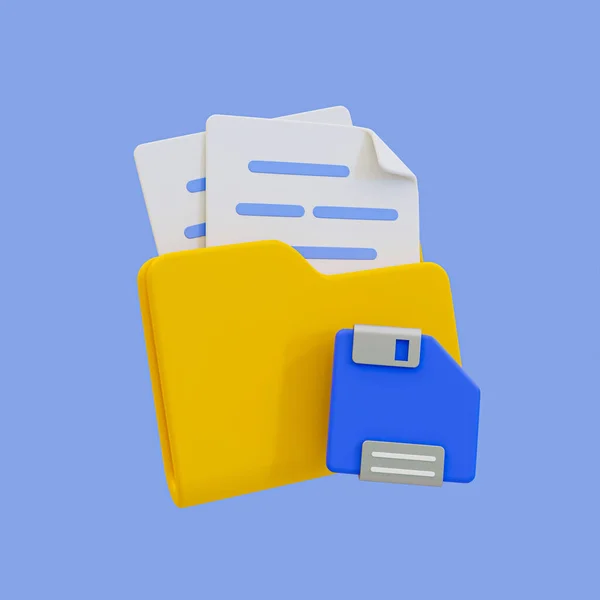 3D文件警告 书面警告 带有黄色感叹号的文档 3D说明 — 图库照片