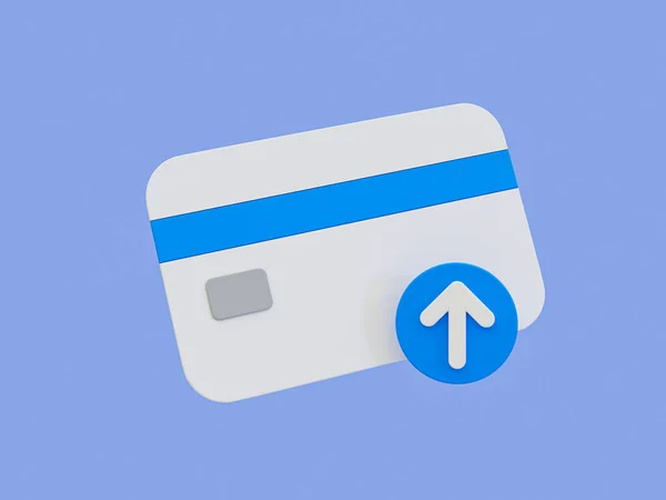 3D最低上传信用卡信息 信用卡交易图标 有箭头的信用卡 3D说明 — 图库照片