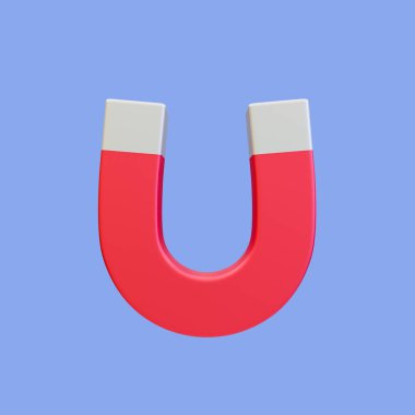 Kırpma yolu olan 3d minima at nalı mıknatısı. 3d illüstrasyon.