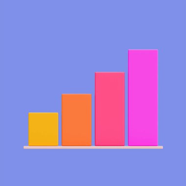 3D minimal bar çizelgesi. veri analizi. kırpma yolu ile çubuk grafik simgesi. 3d illüstrasyon.