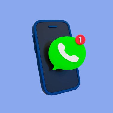 3d asgari cevapsız çağrı bildirim simgesi. Cevapsız çağrı alarmı. Elinde akıllı bir telefon vardı. Kırpma yolu ile cevapsız arama bildirimi gösteriyordu. 3d resimleme.