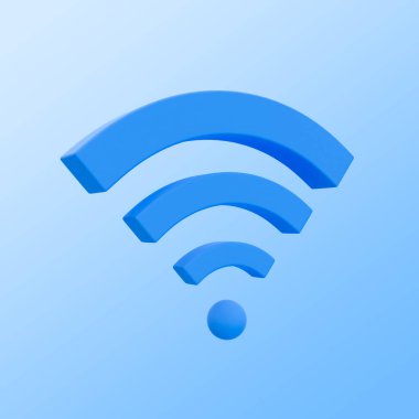 3D Wi-Fi sinyali. İnternet bağlantısı. Kırpma yolu ile yönlendirici sinyali. 3d resimleme.