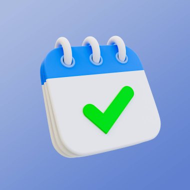 3D asgari zaman yönetimi kavramı. Program organizasyonu. Olay onaylandı. Kırpma yolu olan yeşil işaretli bir takvim. 3d illüstrasyon.