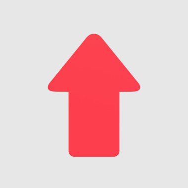 Kırpma yolu ile 3d minimal kırmızı ok. 3d illüstrasyon.