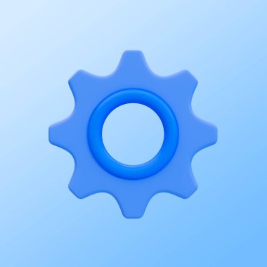 3d minimal ayar simgesi. Kullanıcı yapılandırma simgesi. Ayarlar ve gizlilik kavramı. Kesme yolu olan bir dişli. 3d resimleme.