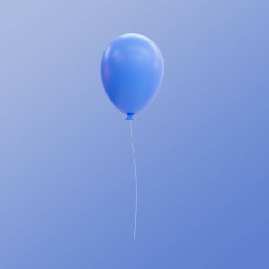 3D en az renkli balon. İpli bir grup uçan balon. Kesme yolu olan parti aksesuarları. 3d illüstrasyon.