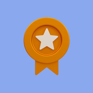 En az üç boyutlu spor yarışması ödülü. Spor madalyası. Kırpma yolu olan bakır bir madalya. 3d resimleme.