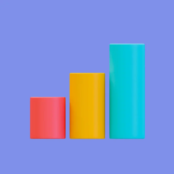3d blank bar graph template. bar chart mock-up. data analysis. colorful statistic bar chart with clipping path. 3d illustration.