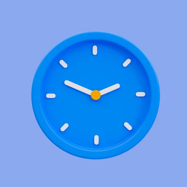Minimal Blue Wall Clock Clipping Path Illustration — Stock Photo, Image