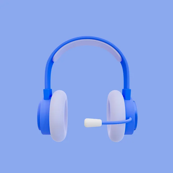 3D最小限のワイヤレスヘッドフォン クリッピングパスで音楽を聴くコンセプト 3Dイラスト — ストック写真