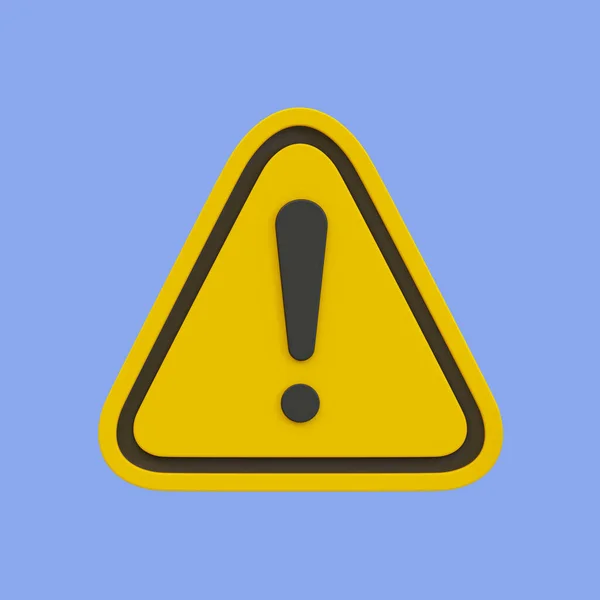 3d minimal warning icon. Caution sign. Alarm sign with clipping path. 3d illustration.