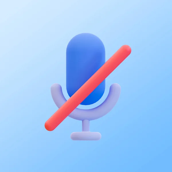 3d minimal mute icon. no sound icon. no microphone icon with clipping path. 3d illustration.