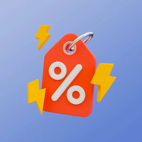 3d minimal Special discount offer icon. Flash sale. Special big sale offer. Sale tag with a lightning icon with clipping path. 3d illustration.
