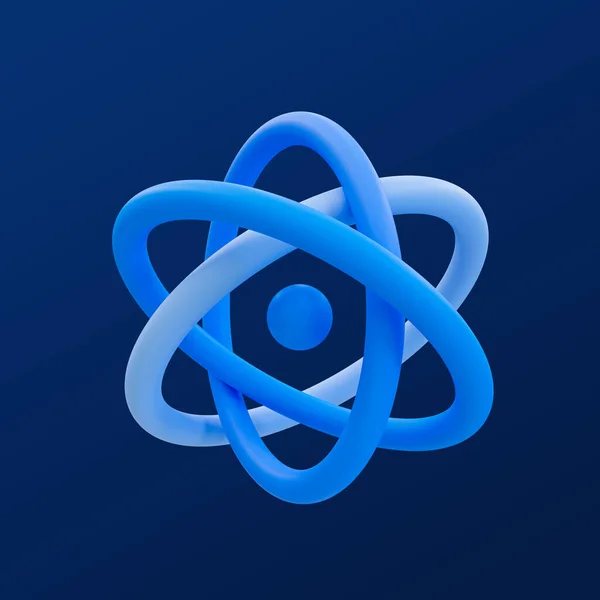 3d minimal Atom icon. molecule icon with clipping path. 3d illustration.